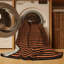 Machine Washable Horizontal Stripes Brown Area Rug-342748281