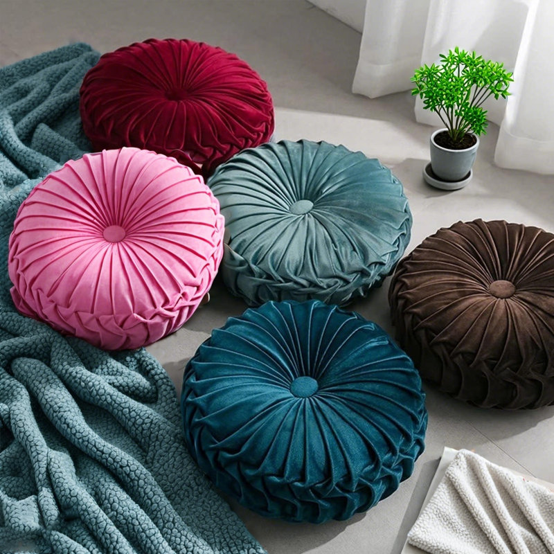 Coussin décoratif ultra doux en velours rond pour canapé (15 pouces), Café