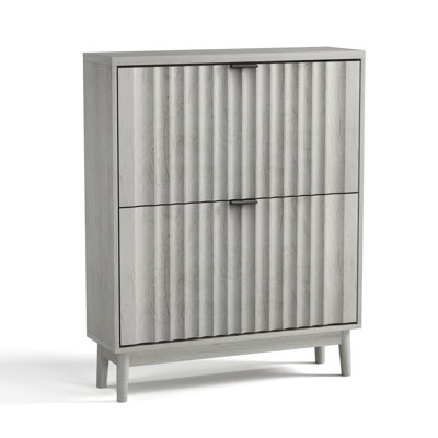 Armoire à chaussures Wave pour portes à talons, bottes, - 2 compartiments, élégant décor contemporain gris à la maison ou au bureau, matériel, bottes à installation rapide et, tiroirs rabattables, gris, décor, espace généreux, assemblage simple