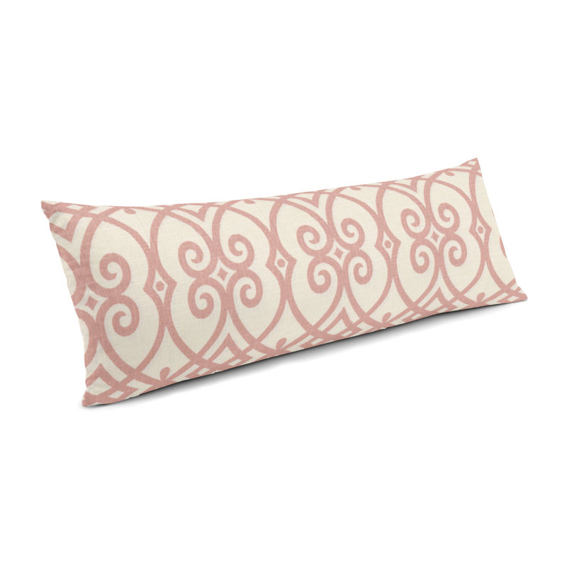 ScrollingAlong Geometric Linen Throw Pillow, Scrolled Pink, 12" x 24"