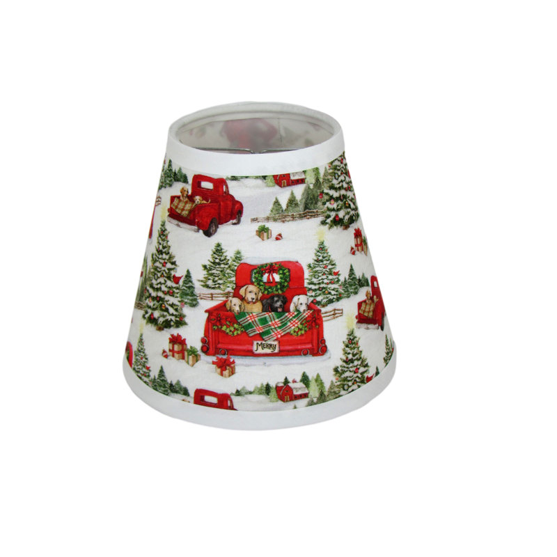 Abat-jour de camion rouge avec des chiens, H 6,25 po x l 7 po x P 7 po