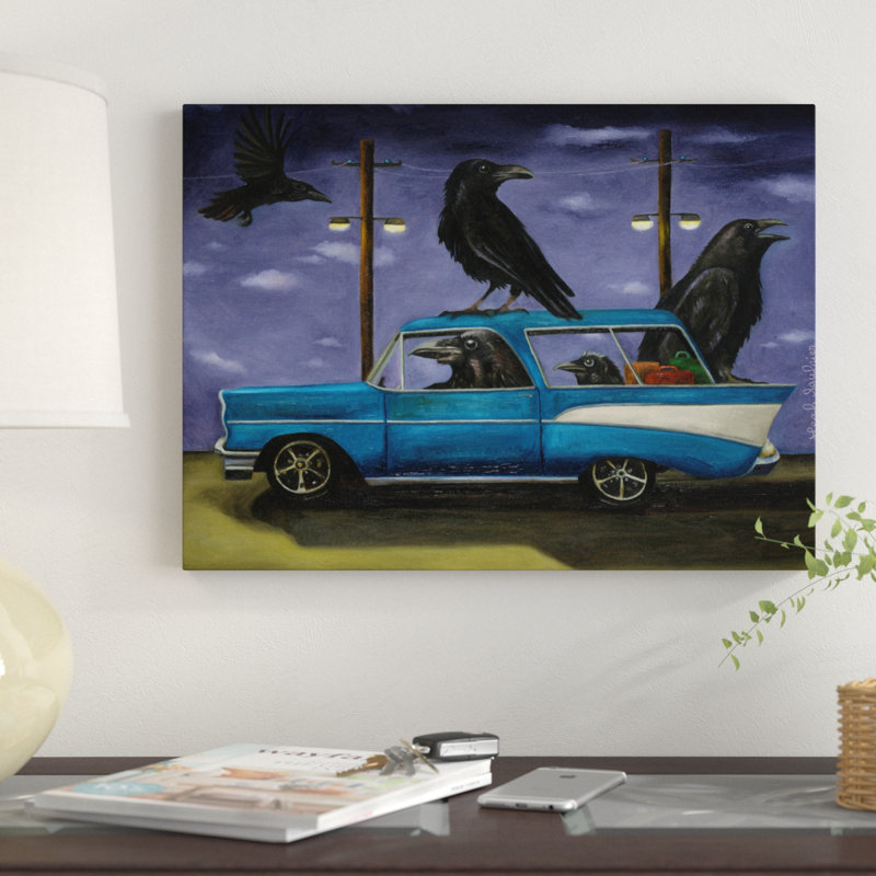 « ravens de la dérogation », reproduction sur toile tendue, H 14 po x l 19 po x P 2 po