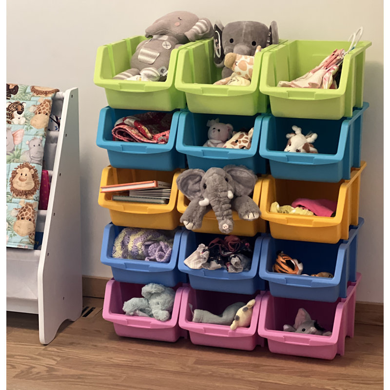 Ensemble de bacs empilables en plastique Henriha, Abricot