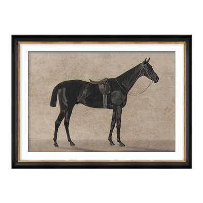 "Cheval noir noir classique, équitation, illustrations impressionnistes, décoration murale"