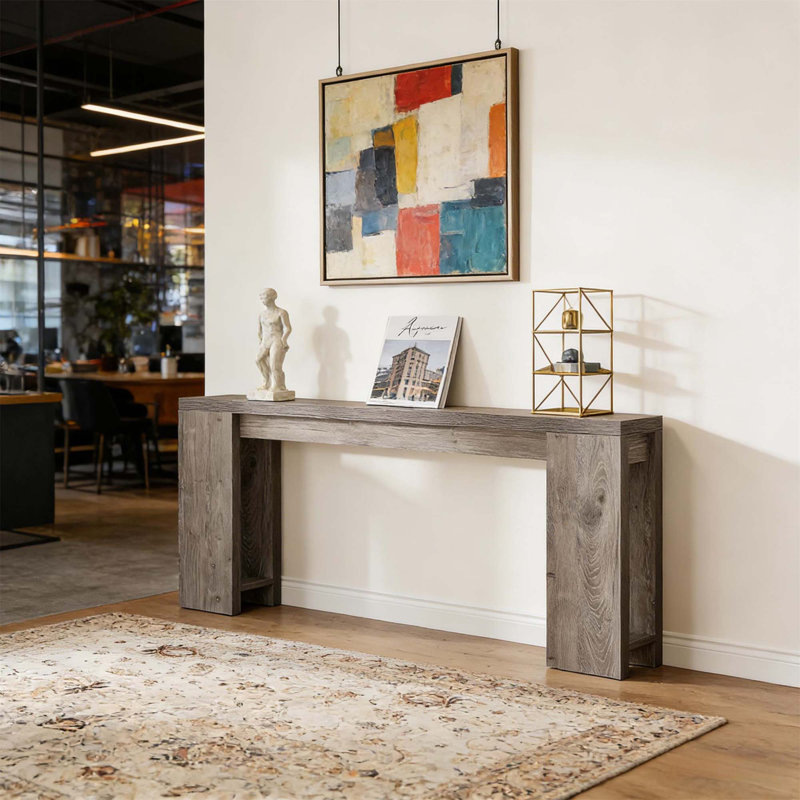 Table d'entrée en bois, console, table d'appoint en bois, Gris