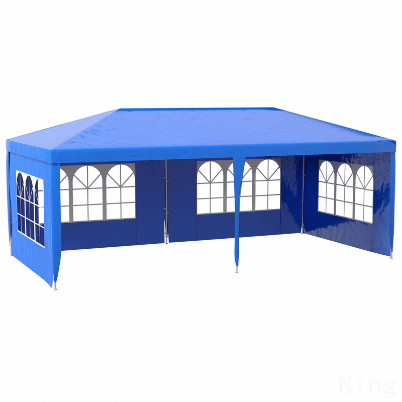 Pavillon de jardin 9,6 x 19 pi, pour une utilisation festive avec parois latérales amovibles (bleu)