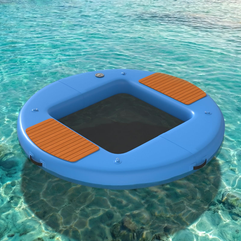 Quai flottant gonflable de 8 pi avec filet de natation en filet