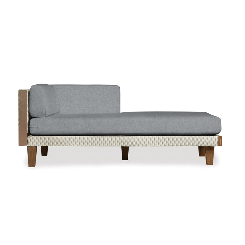 Catalina Outdoor Teak Chaise Lounge, Sandberg Pewter, Linen