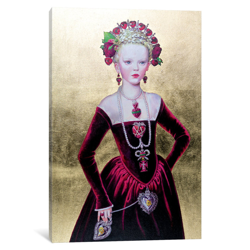 « regina di cuori von fondo oro », reproduction d’art sur toile tendue, H 18 po x l 12 po x P 1,5 po, Toile tendue