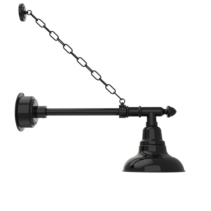 Luminaire de grange d'extérieur à DEL Adesh, H 17 po x l 8 po x P 27 po, Noir