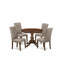 L'ensemble de table de cuisine 5 pièces pour 4 personnes comprend une table de salle à manger ronde avec piédestal et 4 chaises de salle à manger Parsons en tissu kaki foncé, acajou-853306165-853530679-853530676
