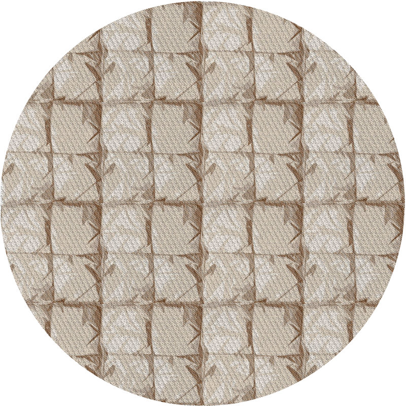 Tapis brun à motif géométrique, Rond 6 pi