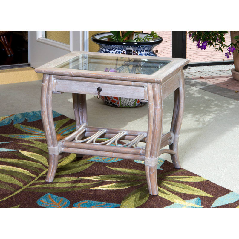 Table de bout avec plateau en verre Presley