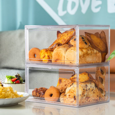 2 pièces pour grand comptoir de cuisine en forme de boîte à pain - Boîte de rangement pour pain transparent de grande capacité, 20 feuilles de bac à pain empilable à double épaisseur empilable en papier