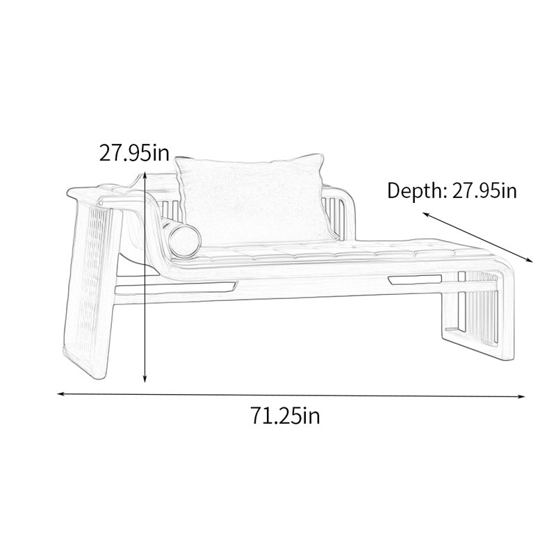 Chaise longue rembourrée Modern, Chaise longue à accoudoir gauche