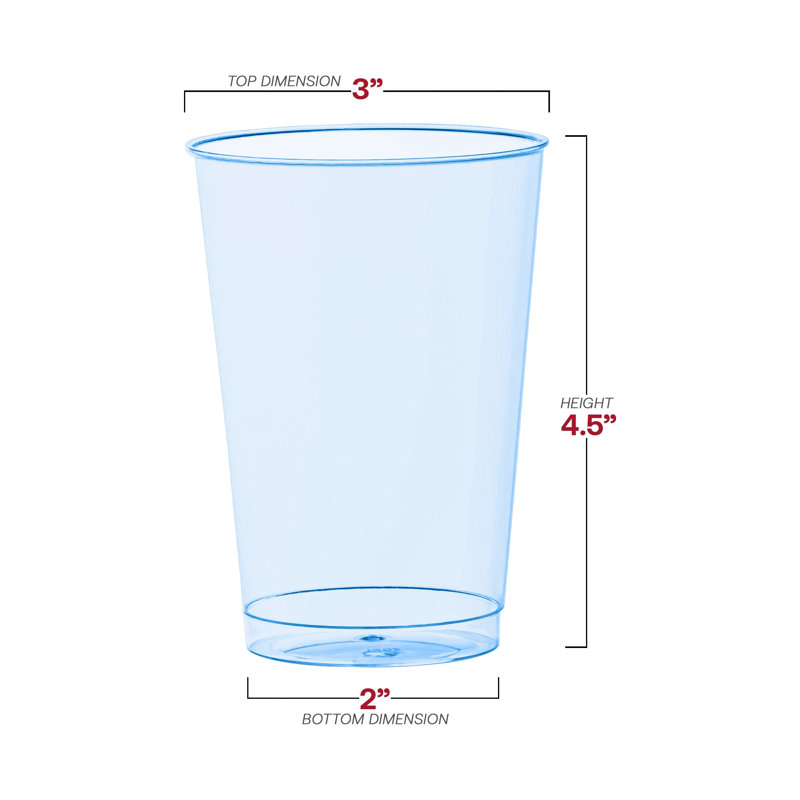 Clear Blue Disposable Plastic Party Cups (12 oz. ) - 240 Cups