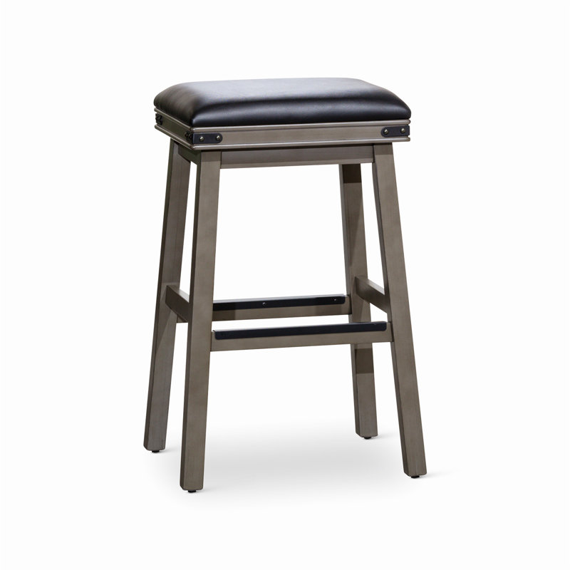Tabouret 30 ", siège en cuir vieilli