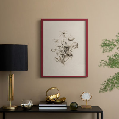 Reproduction florale vintage avec encadrement CECXLIV - bois massif