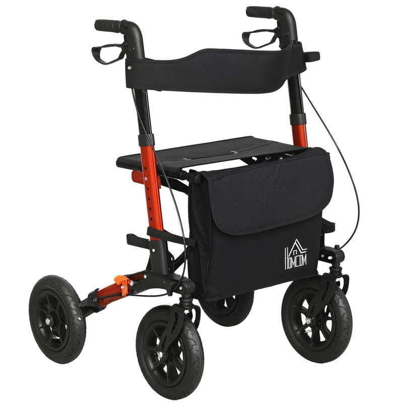 Tapis roulant pliant réglable avec roues en caoutchouc de 10 po, rouge