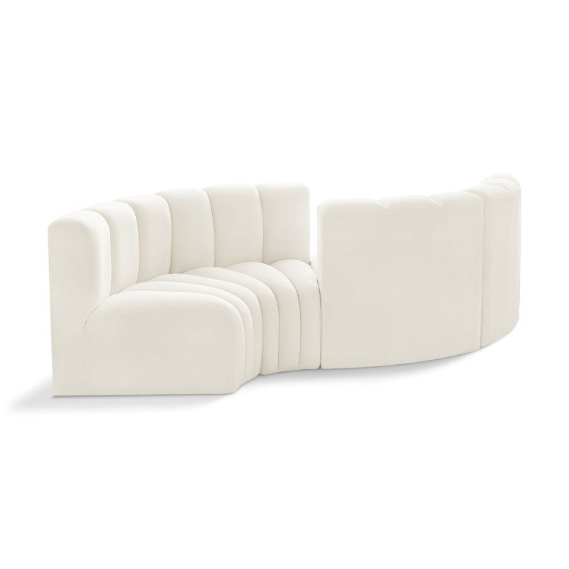 Iyra Upholstered Curved Sectional Reversible, Cream Velvet