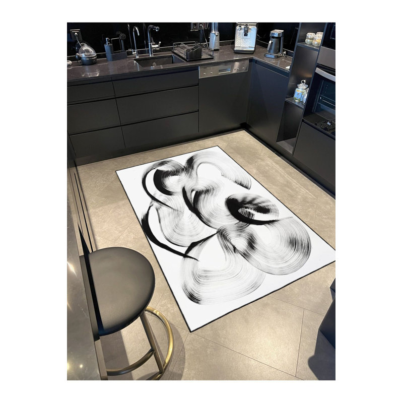 Tapis décoratif moderne lavable, Sous-tapis rectangulaire 2 pi 6 po x 4 pi 11 po
