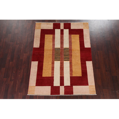 Tapis unique en laine noué à la main de taille 5 pi x 6 pi 8 po Ells