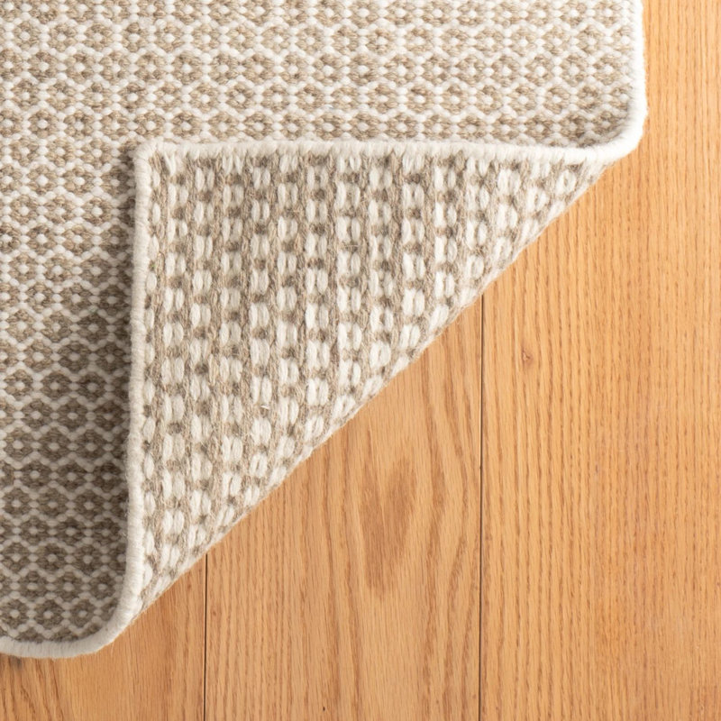 Honeycomb Natural Handwoven Wool Rug, Rectangle 2' x 3'