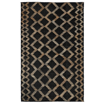 Geometric Area Rug in Black/Natural