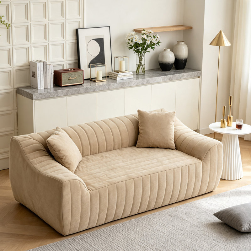 Canapé moderne, siège confortable rembourré, canapé 2 places avec 2 coussins, causeuse surdimensionnée pour le salon, aucun assemblage requis
