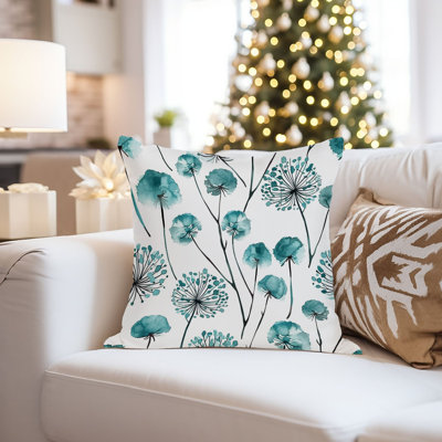 Botanical Turquoise Teal Dandelions IV Modern