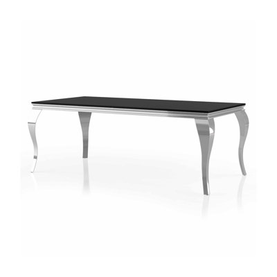78.6" W Glam Dining Table, Black, Black/Chrome