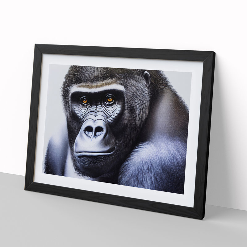 A Mysterious Gorilla - Framed Print, Black, 34cm H x 46cm W x 2cm D