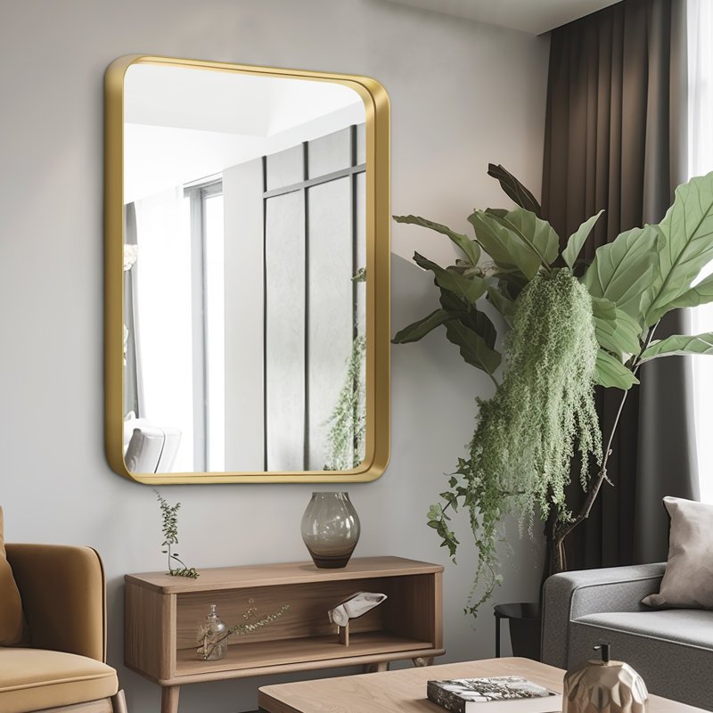 Miroir de salle de bain Morelock, Or, 50 po x 32 po