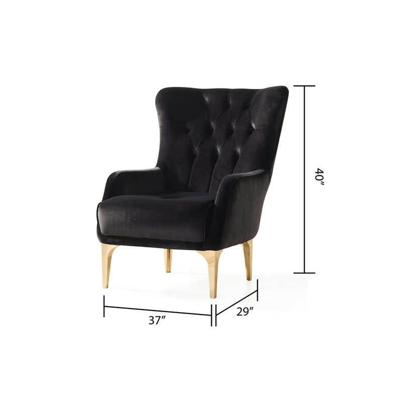 Chaise de style moderne Lust, Noir, Doré