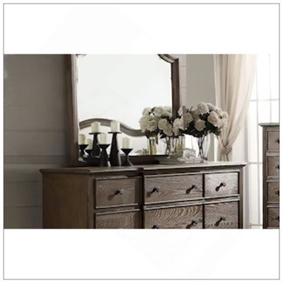 Baudouin Weathered Oak Finish Mirror With Beveled Edge, Combining Classic Elegance And Modern Durability For Any Interior.