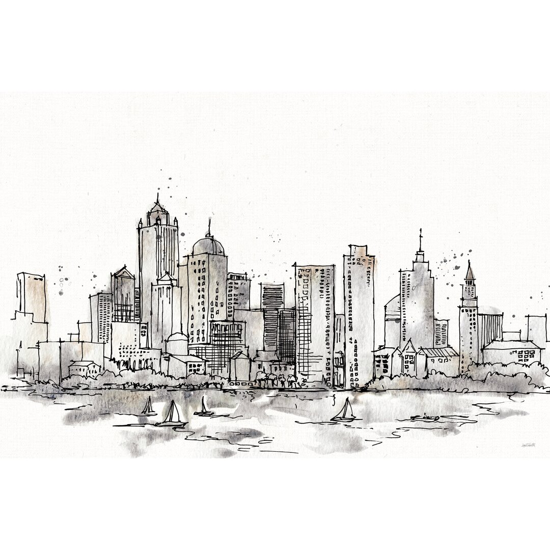 Leinwandbild Skyline Sketches III No Words Flowers Crop von Anne Tavoletti