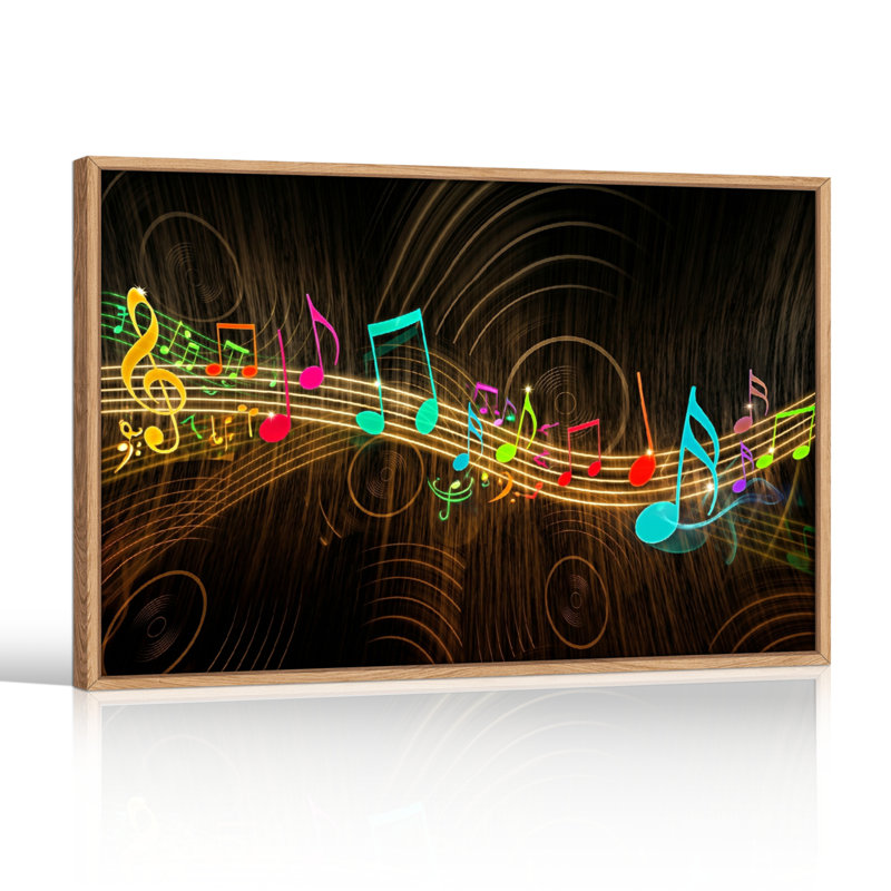 Ensemble de 1 tableau sur toile avec notes de musique, 32"H x 48"W, Natural