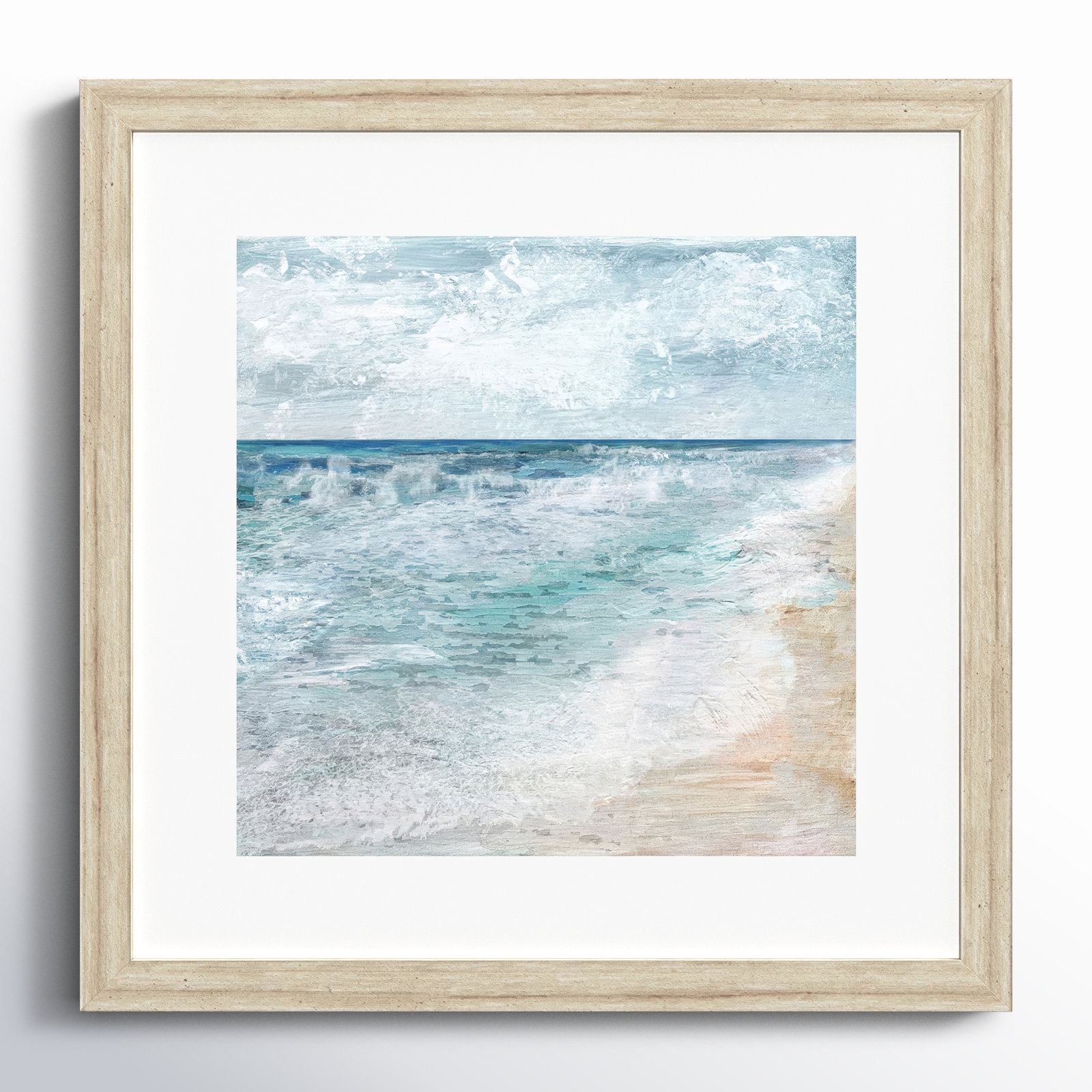 Shore Walk - Picture Frame Painting, Beige, 17.5" H x 17.5" W x 1.25" D