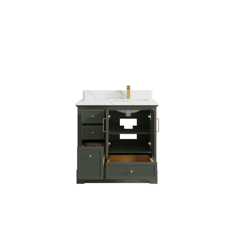 Meuble-lavabo simple 36 po avec plateau en quartz Alys
