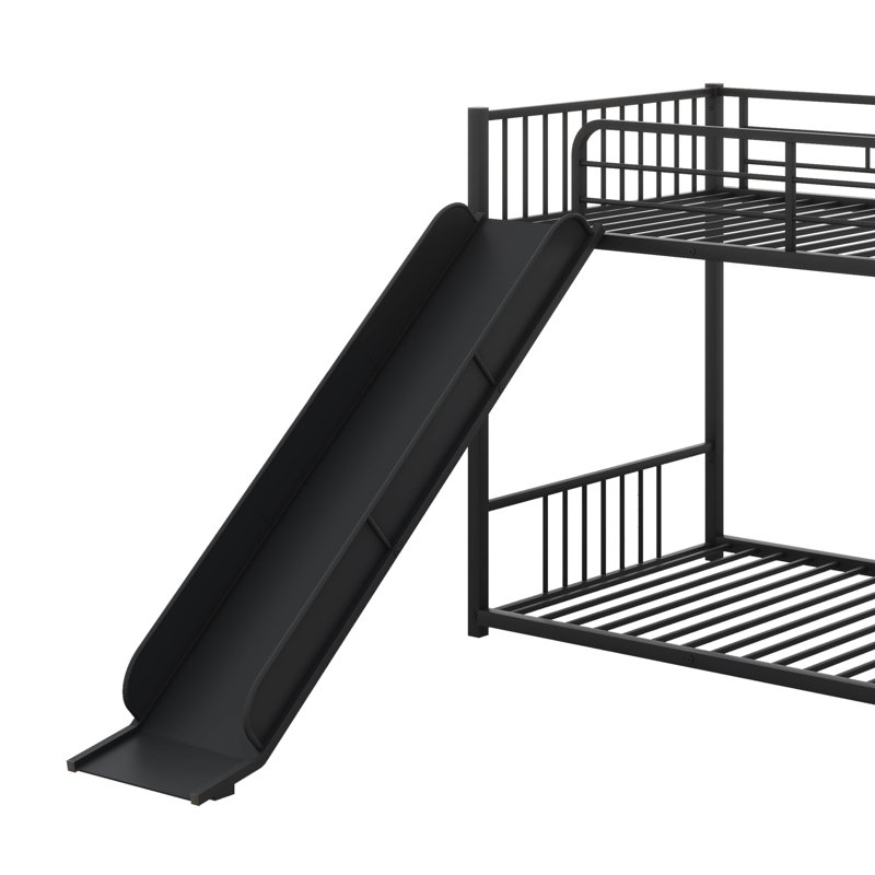 Lit superposé en métal avec glissière, Noir, noir, noir, noir