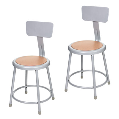 Flynn 18 Inch Heavy Duty Commercial Grade Stool With Back, Gray