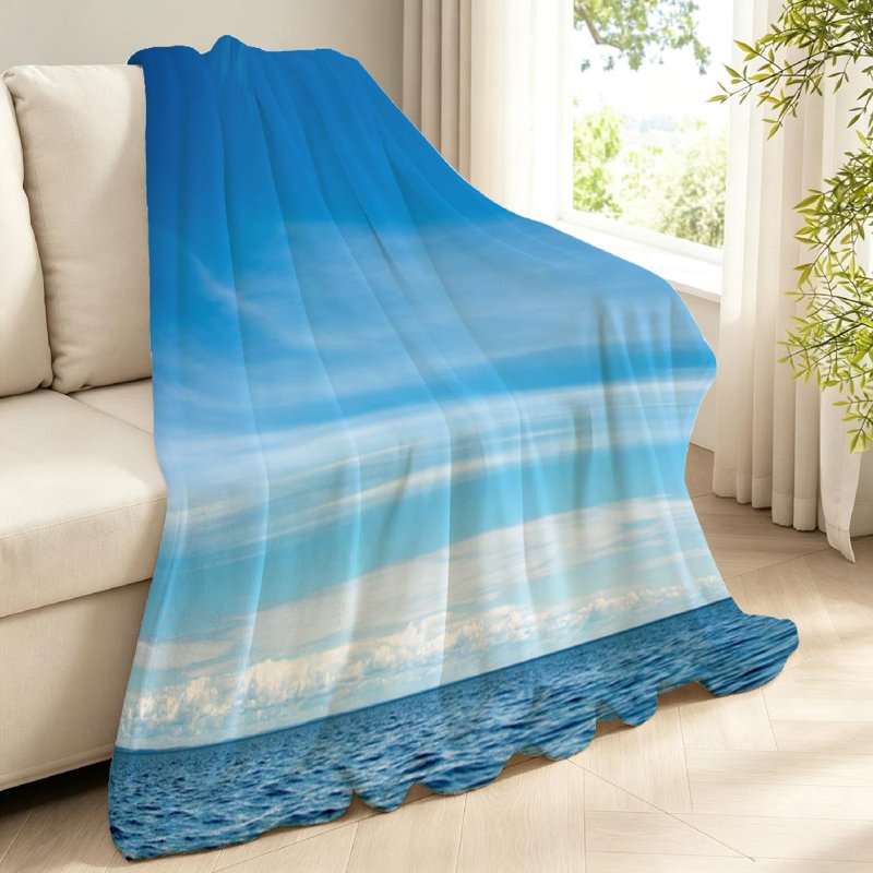 Jeté en molleton bleu flanelle ultra doux, imprimé recto Sky Clouds, Throw 40" x 50"