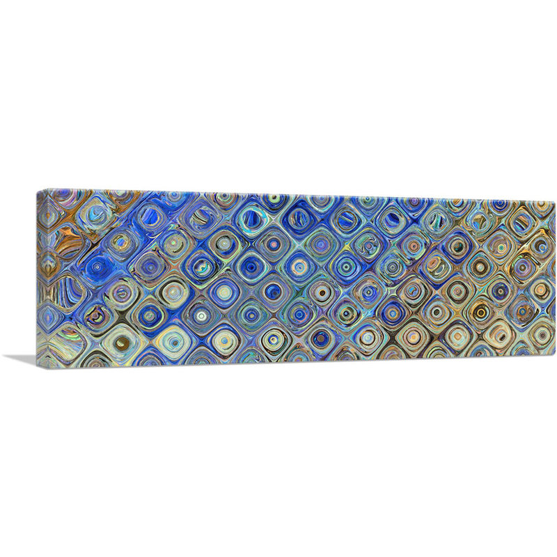 «Blue Brown Tan Shapes Modern», reproduction d'art graphique sur toile tendue, H 12 po x l 36 po x 1,5 po