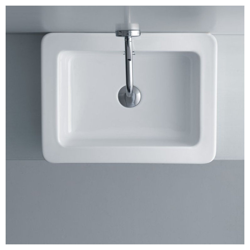 WS Bath Collections Ego 15'' White Ceramic Rectangular Bathroom Sink with Overflow