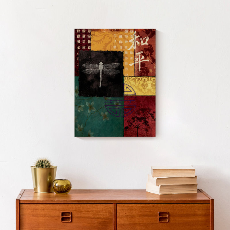 Impression de libellule foncée sur toile, H 16 po x l 12 po x P 1,25 po