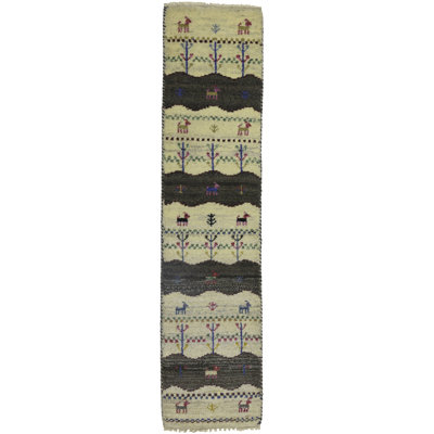 Tapis de couloir oriental crème Indo-Gabbeh