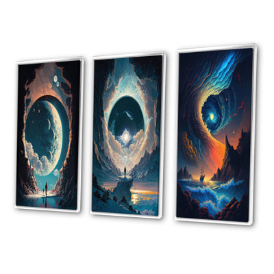 «Inspiring Moon'S Outer Space View», 3 pièces sur toile