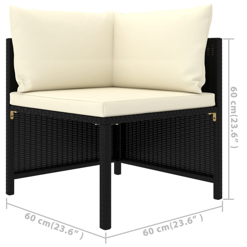 Namarta - Person Patio Conversation Set with Cushions, Black, Beige