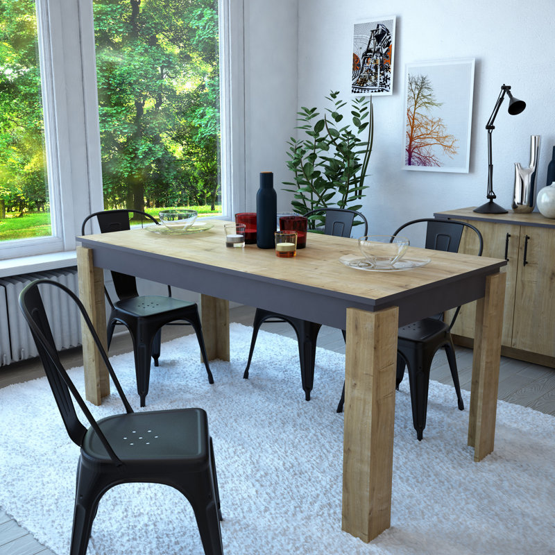 Halley 160cm W x 80cm D Rectangular Dining Table, Anthracite/Oak