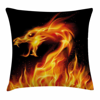 Dragon Abstract Fiery Creature Square Pillow Cover